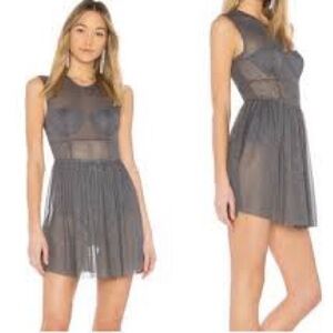 Majorelle - Sheer Sparkly Grey Dress - Size S